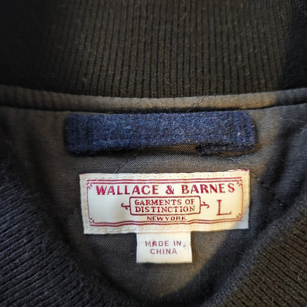 Wallace & Barnes Mens Navy Wool Blend Bomber Chore Barn Jacket Primaloft Large - Picture 4 of 7